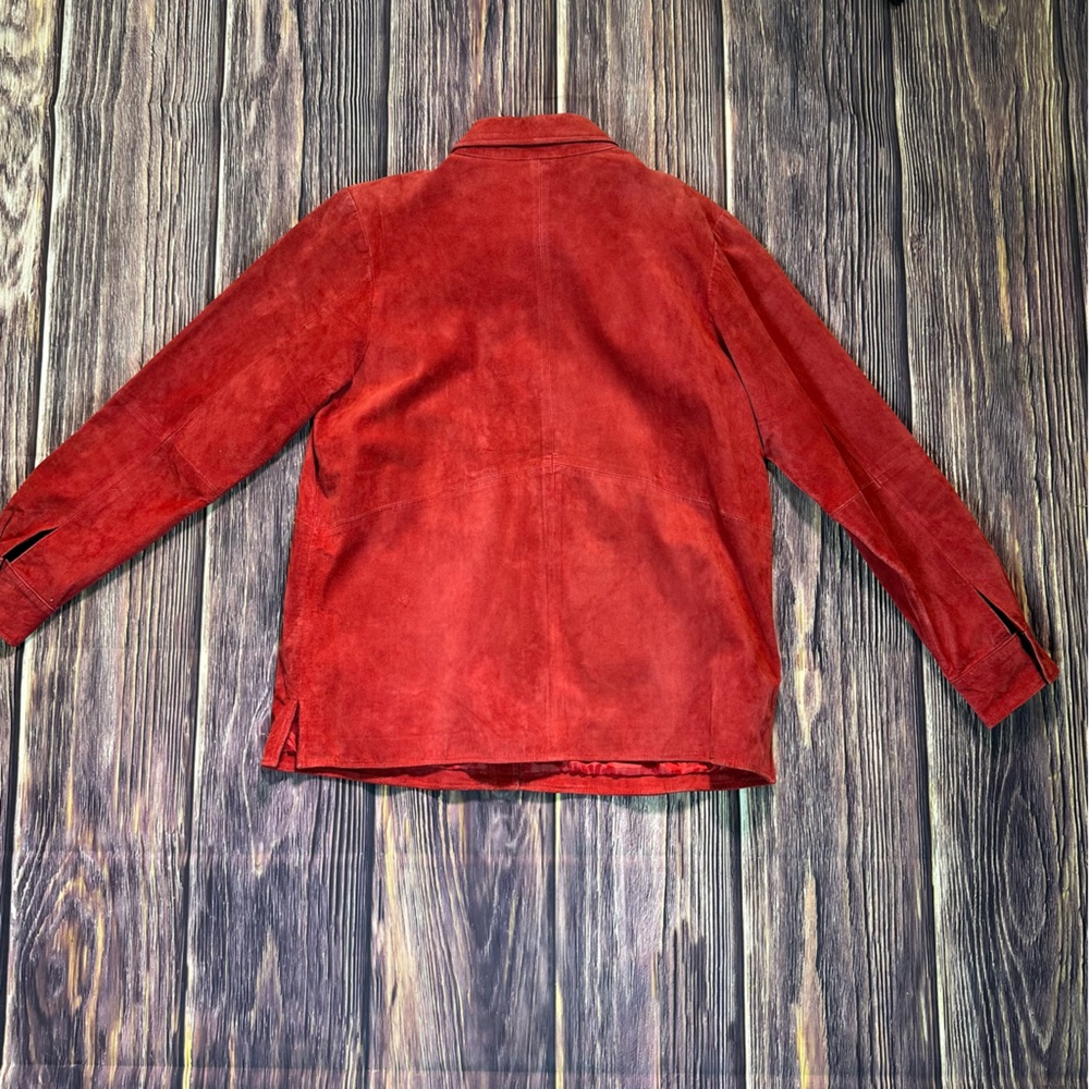 Women’s Vintage Red & Black Suede Leather 90s Style Button Down Shirt Jacket‎ - Picture 7 of 11